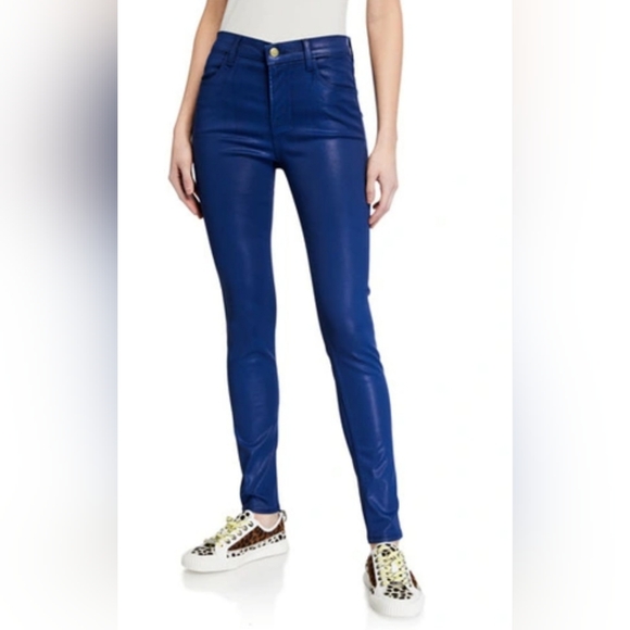 J BRAND Maria High Rise Skinny Jeans In Indigo Gloss Coated Stretch Denim Sze 28 - Picture 1 of 15